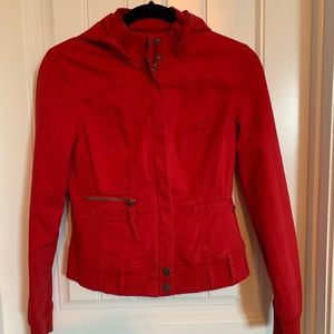 Guess Red Zip-up Jacket with Hoodie size Small